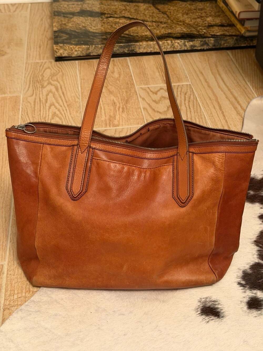 Fossil Brown Leather Tote Handbag
